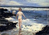 Famous Playing Paintings - Children Playing At The Beach